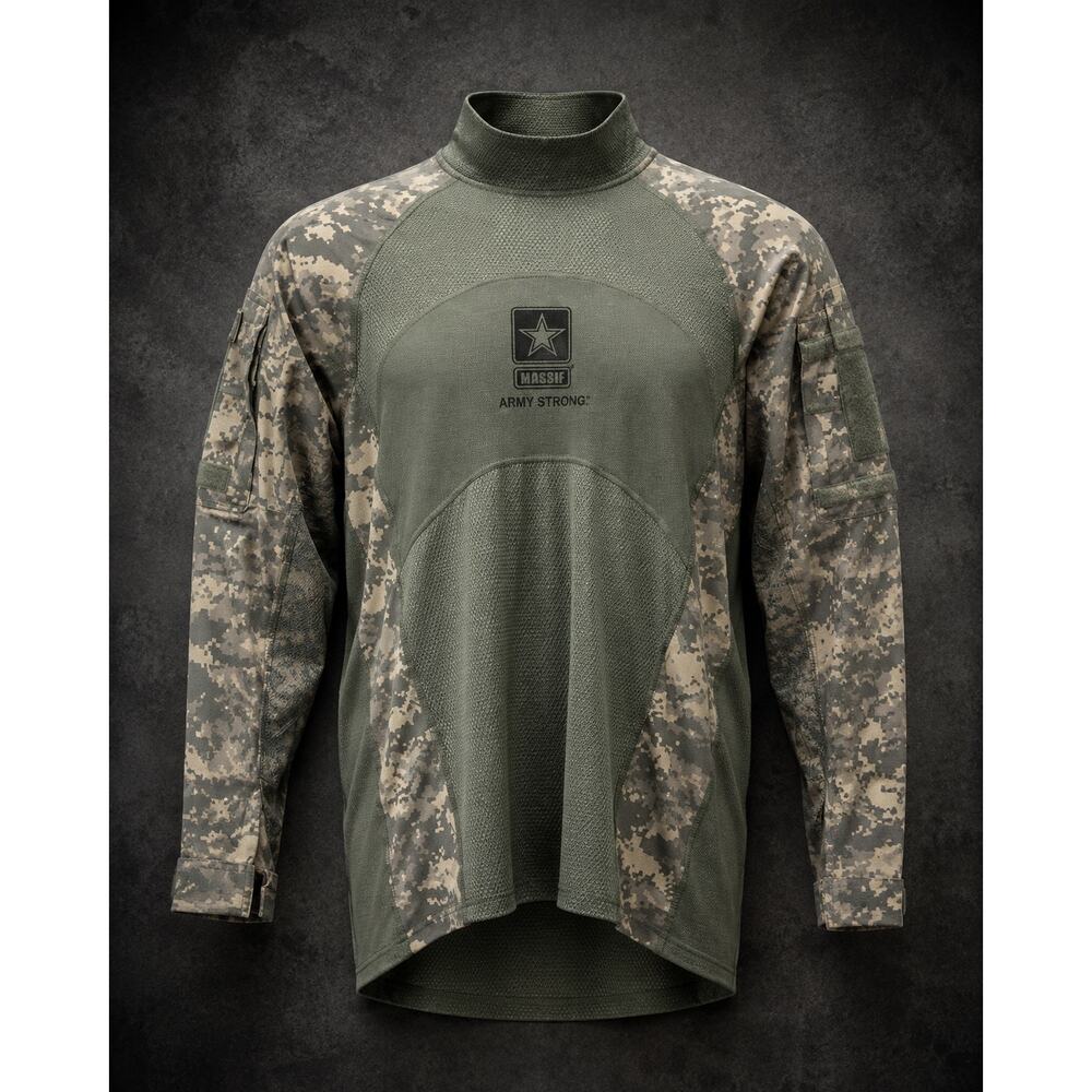 Massif Army Combat Shirt Mens Large ACU Camo Military Tactical Long Sleeve